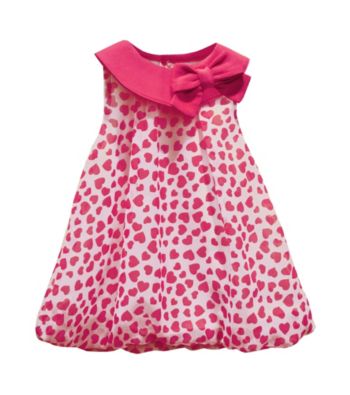 Baby Essentials® Baby Girls' Pink Heart Print Bubble Romper