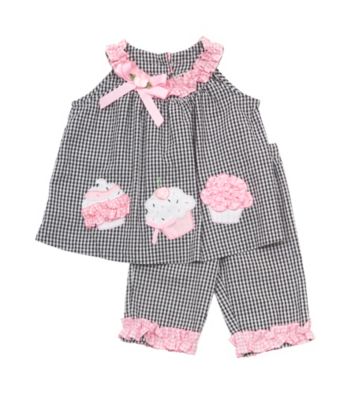 Rare Editions® Baby Girls' Black/Pink 2-pc. Checked Cupcake Set