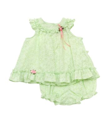 Rare Editions® Baby Girls' Green 2-pc. Floral Eyelet Popover Set