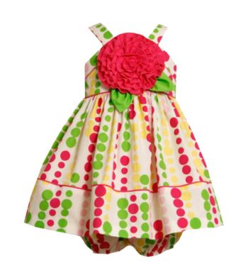 Bonnie Jean® Baby Girls' Ivory/Multi Dot Bloomer Dress Set