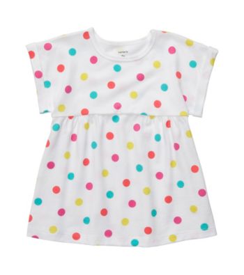 Carter's® Baby Girls' White Short Sleeve Multi Dot Swing Top