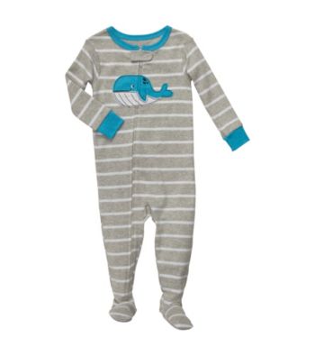 Carter's® Baby Boys' Grey Striped Whale Footie Pajamas