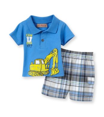 Kids Headquarters® Baby Boys' Blue 2-pc. You Can Dig It Polo Shorts Set