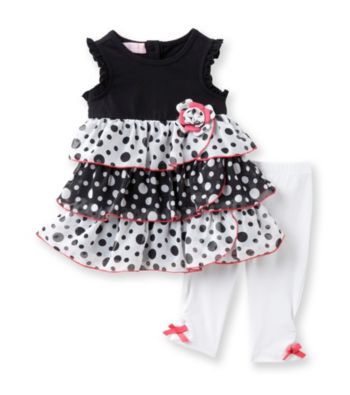 Kids Headquarters® Baby Girls' Black/White 2-pc. Tunic and Leggings Set