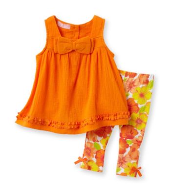 Kids Headquarters® Baby Girls' Orange 2-pc. Bow Tunic and Leggings Set