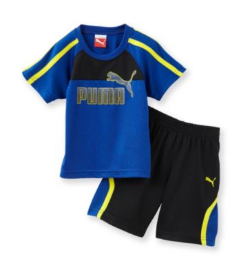 PUMA® Baby Boys' Blue/Black Logo Shorts Set