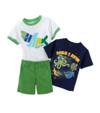 Nannette® Baby Boys' Green 3-pc. Born to Swim Shark Set