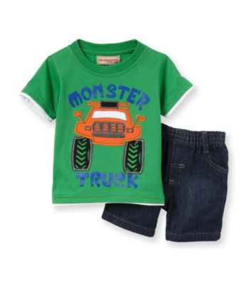 Kids Headquarters® Baby Boys' Green 2-pc. Monster Shorts Set