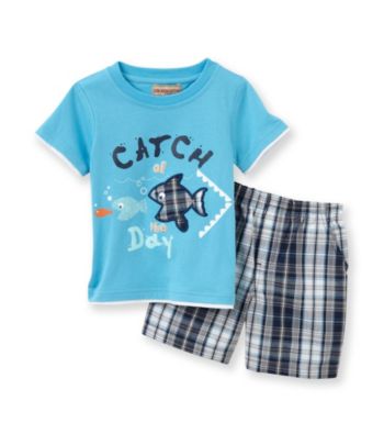 Kids Headquarters® Baby Boys' Blue 2-pc. Fish Shorts Set