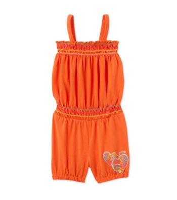 Kids Headquarters® Baby Girls' Orange Heart Romper