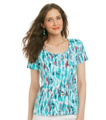 Laura Ashley® Petites' Painted Animal Scoopneck Tee