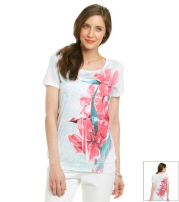 Laura Ashley® Floral Sublimation Smocked Hem Top