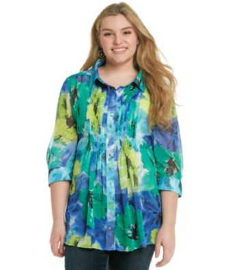 Fever™ Plus Size Blooming Blossoms Printed Shirt