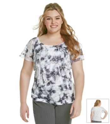 AGB® Plus Size Ruffled Sublimation Tee