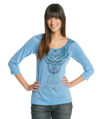 Oneworld® Petites' Striped Screenprinted Tee