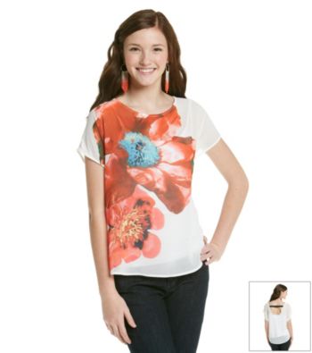 XOXO® Juniors' Floral Print Woven Top