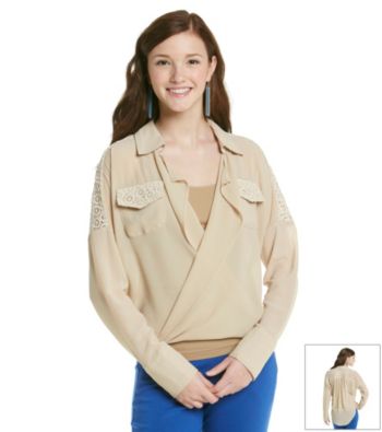 XOXO® Juniors' Twist Front Woven Top