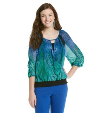 XOXO® Juniors' Animal Print Peasant Top