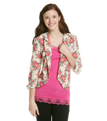 Sequin Hearts® Juniors' Floral Print Jacket