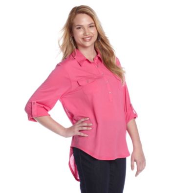 Eyeshadow® Juniors' Plus Size Knit-To-Woven Henley