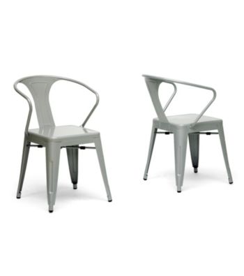 Baxton Studios Set of 2 Gray French Industrial Modern Dining Chairs
