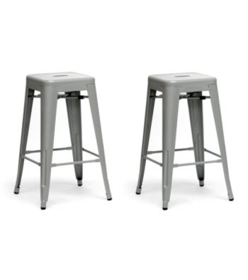 Baxton Studios Set of 2 Gray French Industrial Modern Counters Stools