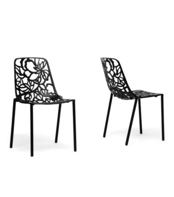 Baxton Studios Set of 2 Demeter Black Metal Modern Dining Chairs