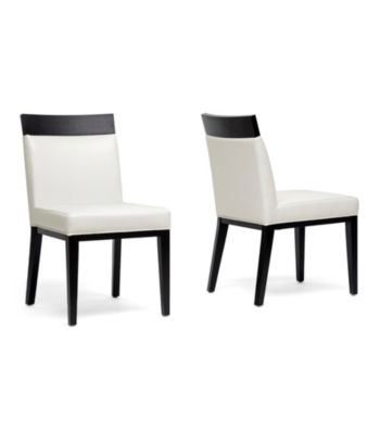 Baxton Studios Set of 2 Clymene Black Wood and Cream Leather Modern Dining Chairs