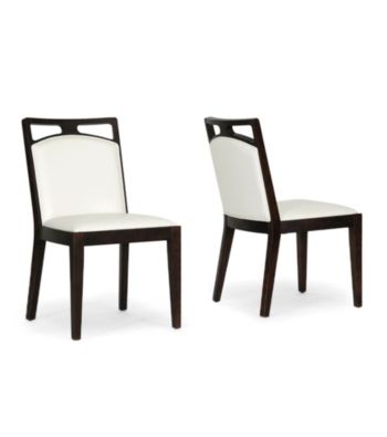 Baxton Studios Set of 2 Pontus Brown Wood and Cream Leather Modern Dining Chairs