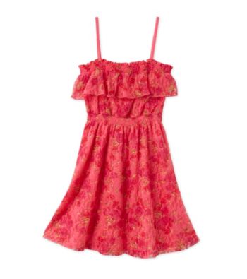 Jessica Simpson Girls' 7-16 Pink Java Prairie Floral Lace Ruffle Top Dress