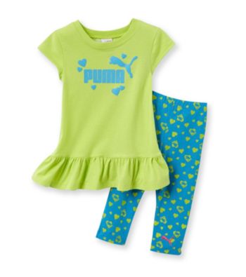 PUMA® Girls' 2T-4T Green/Aqua Heart Print Tunic and Capris Set
