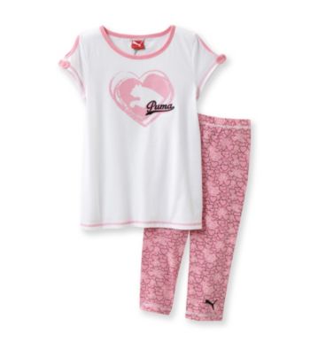 PUMA® Girls' 2T-6X Heart Print Cold Shoulder Set