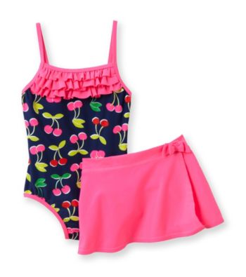 Carter's® Girls' 4-6X Navy 1-pc. Cherry Print Swimsuit with Skirt