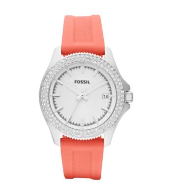 Fossil® Women's Retro Traveler Coral/Silvertone Watch