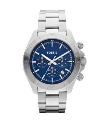 Fossil® Men's Retro Traveler Silvertone Chronograph Watch