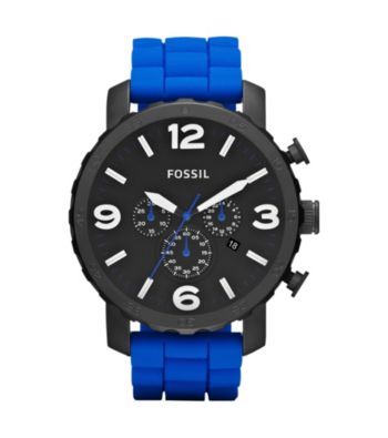 Fossil® Men's Nate Blue Silicone Watch