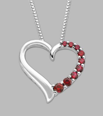 Lab Created Ruby Heart Pendant in Sterling Silver