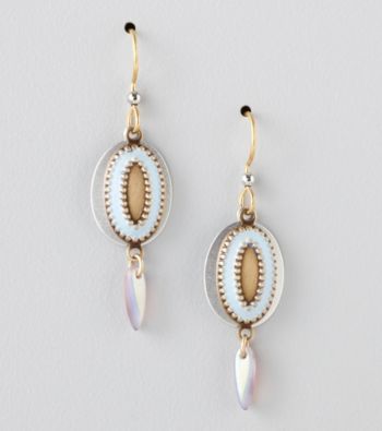 Silver Forest® Two-Tone Blue Beaded Oval Drop Earrings