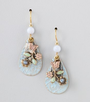 Silver Forest® Blue Floral Swag Earrings