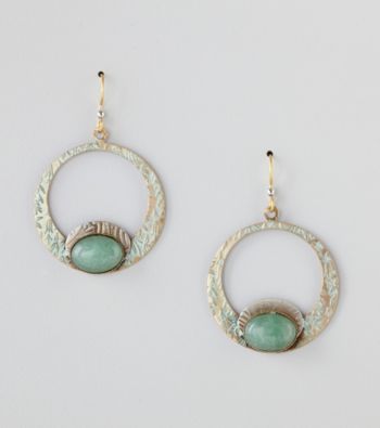 Silver Forest® Green Hoop Drop Earrings With Adventurine