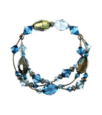 Napier® Silvertone Blue Multi Row Stretch Bracelet