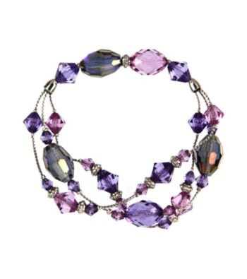 Napier® Silvertone Purple Multi Row Stretch Bracelet