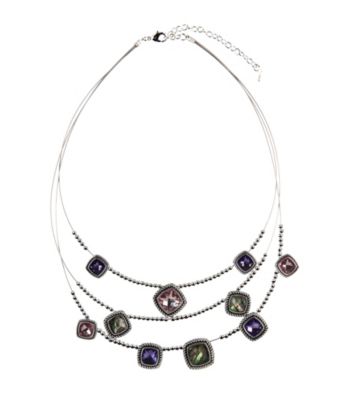 Napier® Silvertone Purple and Pink Illusion Necklace