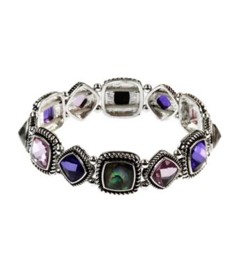 Napier® Silvertone Purple and Shell Stretch Bracelet