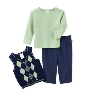 Cuddle Bear® Baby Boys' Cool Green/Navy 3-pc. Sweater Vest Set
