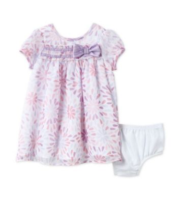 Cuddle Bear® Baby Girls' Pink/Purple 2-pc. Floral Ruffle Yoke Dress Set