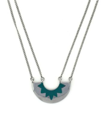BCBGeneration™ Polished Silvertone and Turquoise Pendant Necklace