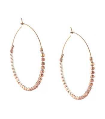 BCBGeneration™ Polished Rose Goldtone and White Beaded Hoop Earrings