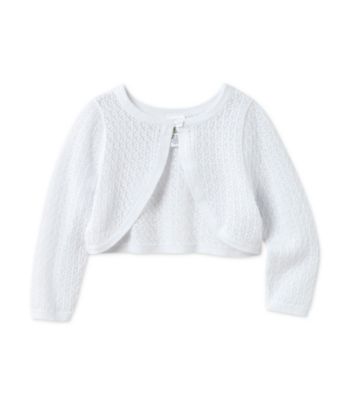 Cuddle Bear® Baby Girls' White Pointelle Sweater