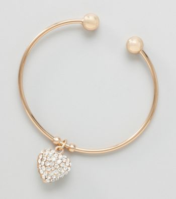 Erica Lyons® Goldtone Cuff Bracelet With Heart Charm